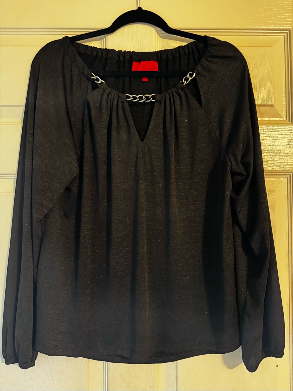Jennifer Lopez Black Long Sleeve Top with Chain Detail